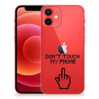 iPhone 12 Mini Silicone-hoesje Finger Don't Touch My Phone - thumbnail