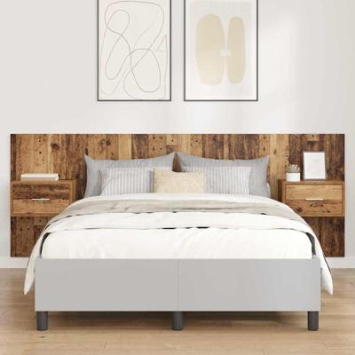 Hoofdbord Met Kast met lade 3 pcs Oud Hout Bewerkt hout