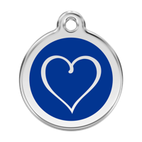 Tribal Heart Navy roestvrijstalen hondenpenning large/groot dia. 3,8 cm RedDingo - Reddingo - thumbnail