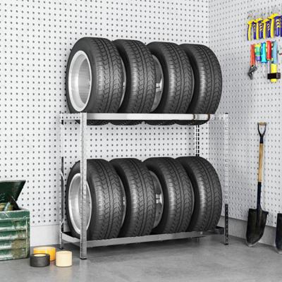 VidaXL Bandenrek 2-laags 110x40x110 cm staal zilverkleurig VidaXL Bandenrek 2-laags 110x40x110 cm staal zilverkleurig