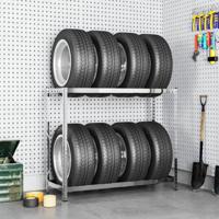 VidaXL Bandenrek 2-laags 110x40x110 cm staal zilverkleurig - thumbnail