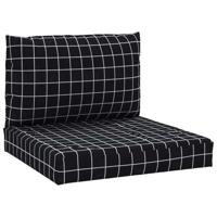 VidaXL Palletkussens 2 st ruitpatroon oxford stof zwart - thumbnail