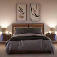 Nachtkastjes met LED's 2 st wandgemonteerd bruin eikenkleur - thumbnail