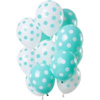 Ballonnen Set Mintgroen En Wit Polka Dots Premium - 12 Stuks - thumbnail