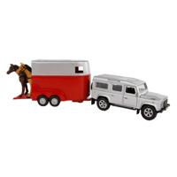 Kids Globe die-cast land rover met paardentrailer 1:32 - thumbnail