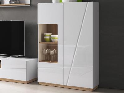 Hoge commode FUTURO 2 deuren mat wit/hoogglans wit Hoge commode FUTURO 2 deuren mat wit/hoogglans wit