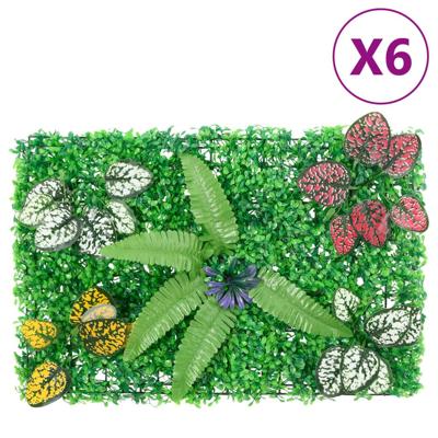 VidaXL Hek met kunstplanten 6 st 40x60 cm groen VidaXL Hek met kunstplanten 6 st 40x60 cm groen