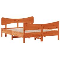 Bedframe zonder matras massief grenenhout wasbruin 140x200 cm - thumbnail