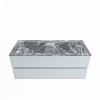 MONDIAZ VICA-DLUX 120cm badmeubel onderkast Clay 2 lades. Inbouw wastafel CLOUD dubbel 2 kraangaten, kleur Lava. - thumbnail