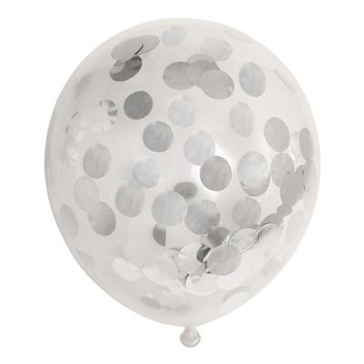 Globos Confetti ballonnen papieren confetti metallic zilve 30cm, 6st.