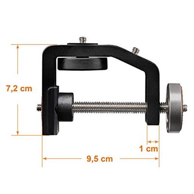 Walimex pro KX-20 Statief klem - klemstatief, flitsklem, aluminium, met uittrekbare middenkolom 12,5-20 cm, voor camera, ledverlichting, houder voor statief, buis, plaat, tafel
