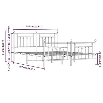 Bedframe met hoofd- en voeteneinde metaal wit 180x200 cm