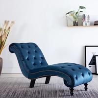 VidaXL Chaise longue fluweel blauw - thumbnail