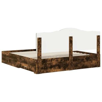 Bedframe met hoofdeinde Gerookt eiken 200 x 200 cm Bewerkt hout