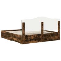 Bedframe met hoofdeinde Gerookt eiken 200 x 200 cm Bewerkt hout - thumbnail