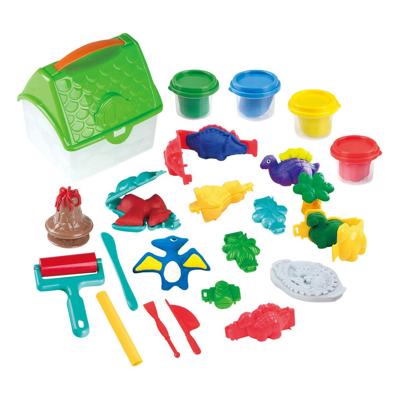 Play dino jungle kleiset in opbergdoos, 4 kleipotjes