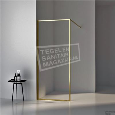 Inloopdouche BWS Recta 90x200 cm 8mm NANO Glas Geborsteld Messing Goud Inloopdouche BWS Recta 90x200 cm 8mm NANO Glas Geborsteld Messing Goud