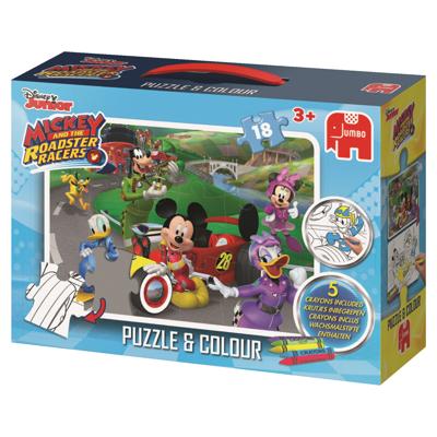 Jumbo legpuzzel/kleurplaat Disney Mickey Mouse 18 stukjes
