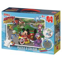 Jumbo legpuzzel/kleurplaat Disney Mickey Mouse 18 stukjes - thumbnail