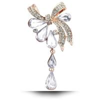 Vrouwen boren droplet Butterfly-geknoopte broche (wit) - thumbnail
