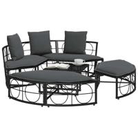 Loungebed voor buiten zonder luifel poly rattan zwart - thumbnail