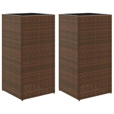VidaXL Plantenbakken 2 st 40x40x80 cm poly rattan bruin