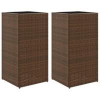 VidaXL Plantenbakken 2 st 40x40x80 cm poly rattan bruin - thumbnail