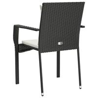Tuinstoelen 2 st met kussens poly rattan zwart - thumbnail