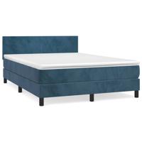 Boxspring met matras fluweel donkerblauw 140x190 cm - thumbnail