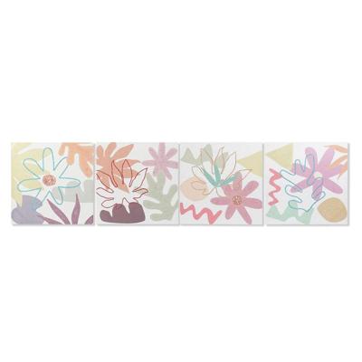 Canvas DKD Home Decor Blommor (60 x 1,8 x 60 cm) (4 Stuks)