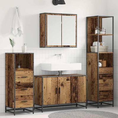 Badkamermeubelset 4 pcs Oud hout 90 x 33 x 60 cm Bewerkt hout