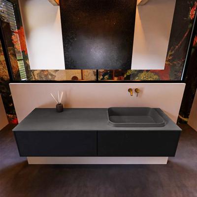 Badkamermeubelset Mondiaz Erin 150 cm met 2 Lades met RIDGE Wastafel Rechts Dark grey Zonder Kraangaten Greeploos Mat Urban Badkamermeubelset Mondiaz Erin 150 cm met 2 Lades met RIDGE Wastafel Rechts Dark grey Zonder Kraangaten Greeploos Mat Urban