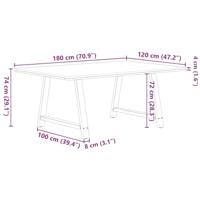 Eettafel met natuurlijke rand 180x120x74 cm massief eikenhout - thumbnail