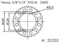 ESJOT Chain wheel 520 40z alu silver - thumbnail