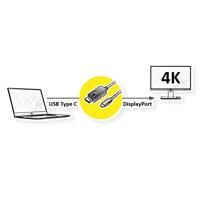 Roline 11.04.5848 USB-C-displaykabel USB-C / DisplayPort Adapterkabel USB-C stekker, DisplayPort-stekker 1.00 m Zwart/goud - thumbnail