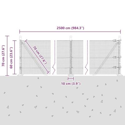 VidaXL Afrasteringspaal grijs 25 x 0,6 m (16 x 16 mm gaas)