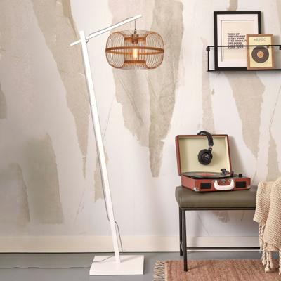 GOOD&MOJO Vloerlamp 'Hokkaido' Bamboe, 150cm, kleur Wit/Naturel GOOD&MOJO Vloerlamp 'Hokkaido' Bamboe, 150cm, kleur Wit/Naturel