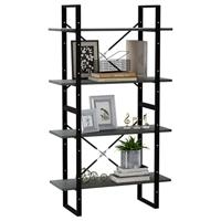 Boekenkast met 4 schappen 80x30x140 cm massief grenenhout grijs - thumbnail