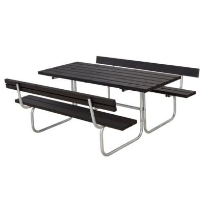 Picknicktafel Retro Zwart 2 Rugleuningen