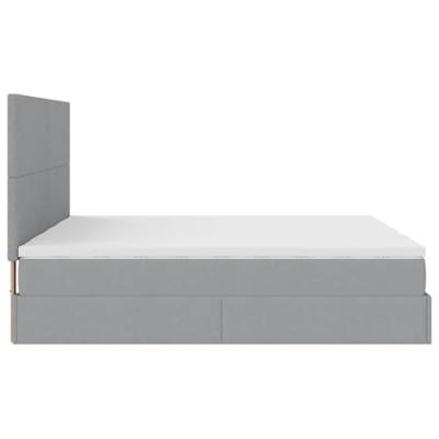 Ottoman bed met matrassen en LED's 180x200cm stof lichtgrijs