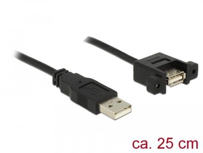 Delock 85462 USB-kabel USB 2.0 USB-A stekker, USB-A bus 0.25 m Zwart Vergulde steekcontacten Delock 85462 USB-kabel USB 2.0 USB-A stekker, USB-A bus 0.25 m Zwart Vergulde steekcontacten