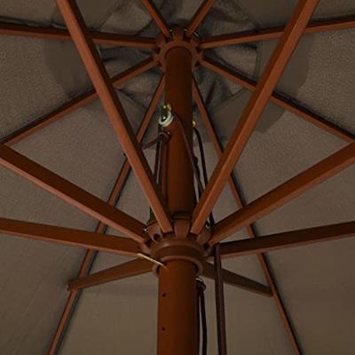 VidaXL Parasol met houten paal 330 cm taupe VidaXL Parasol met houten paal 330 cm taupe