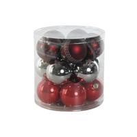 Kerstballen Home ESPRIT Rood Zilverkleurig Polyethyleen 21,5 x 21,5 x 22,5 cm (15 Onderdelen) - thumbnail