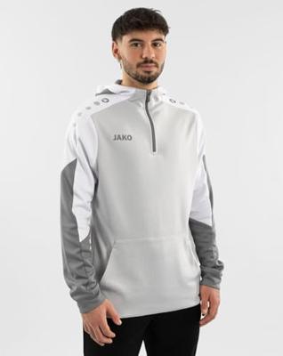 JAKO 6770 Sweater Met Kap Dynamic - Lichtgrijs/Wit/Grijs - L