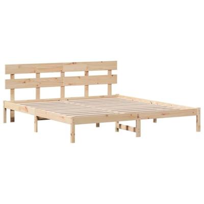 Bedframe met hoofdeinde Bruin 180 x 200 cm Massief grenenhout