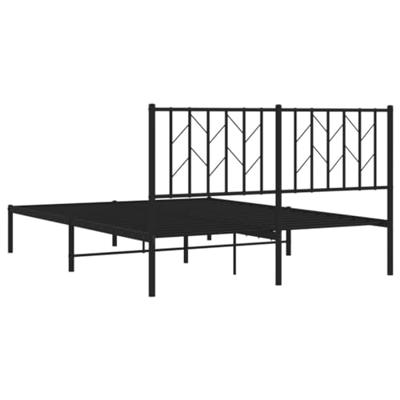 Bedframe met hoofdbord metaal zwart 140x200 cm