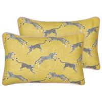 Beliani - ARALES - Sierkussen set van 2 - Geel - 30 x 50 cm - Katoen - thumbnail