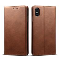 Suteni kalf textuur horizontale Flip lederen case voor iPhone XS Max met houder & kaartsleuven & portemonnee (koffie) - thumbnail