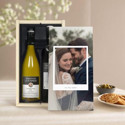 Wijnpakket in bedrukte kist - Maison de la Surprise - Merlot en Chardonnay