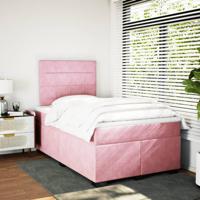 Boxspring met matras fluweel roze 120x200 cm - thumbnail
